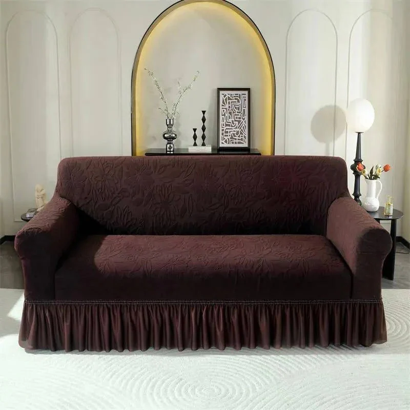 Jacquard Sofa Slipcover with Sunflower Pattern and Skirt - Image 5