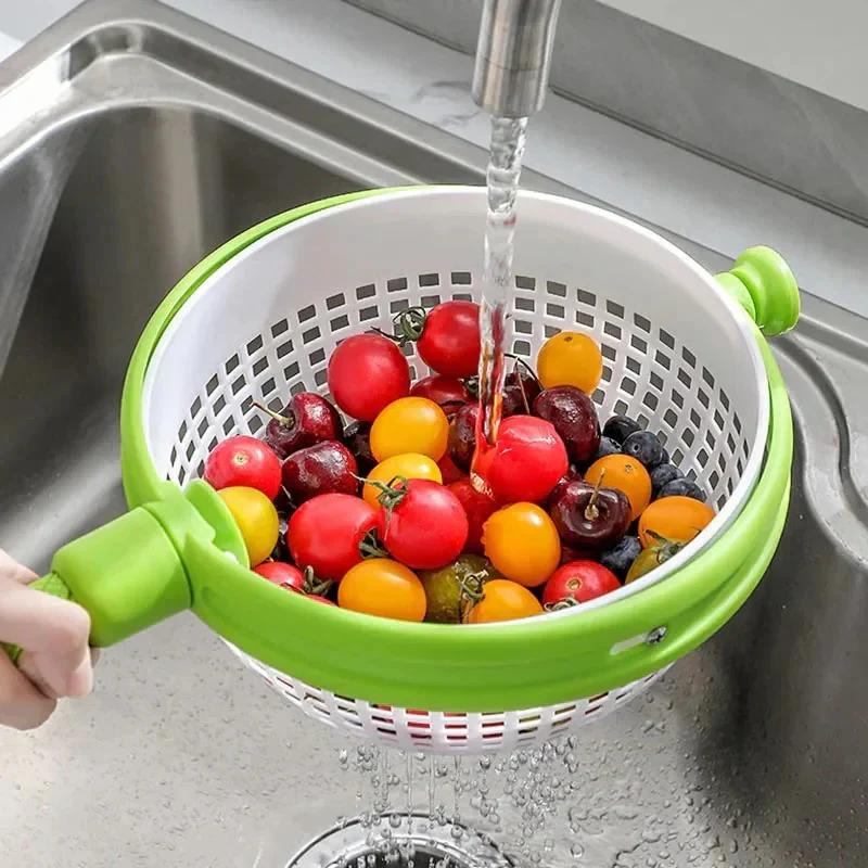 Manual Spin Salad Bowl with Built In Rinse and Drain System - Image 3