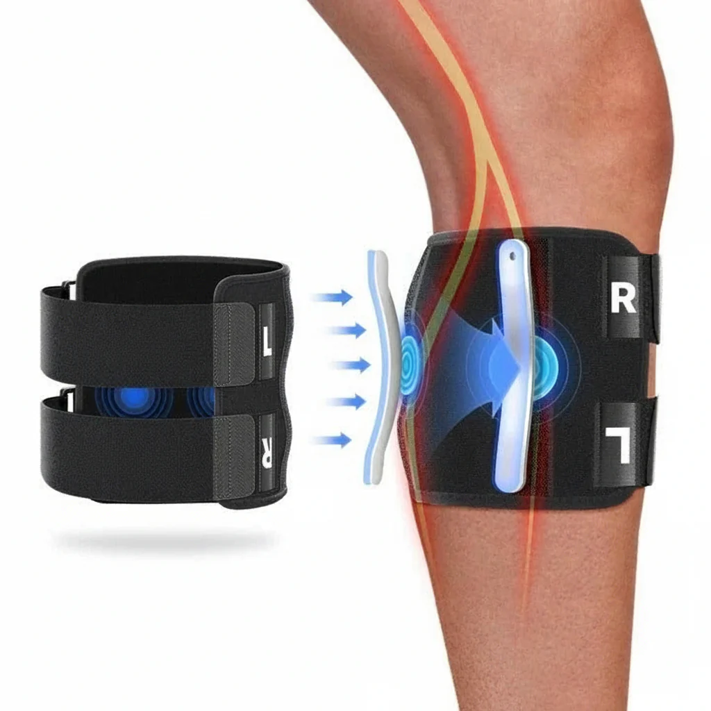 Knee Support Brace with Adjustable Buckle Straps and Dual Pads - Image 2