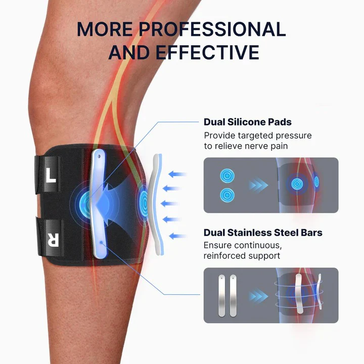 Knee Support Brace with Adjustable Buckle Straps and Dual Pads - Image 3