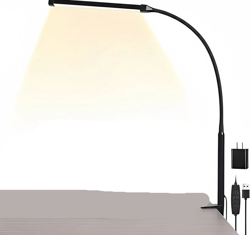 LED Desk Lamp with Gooseneck Clamp and 3 Light Settings - Image 2