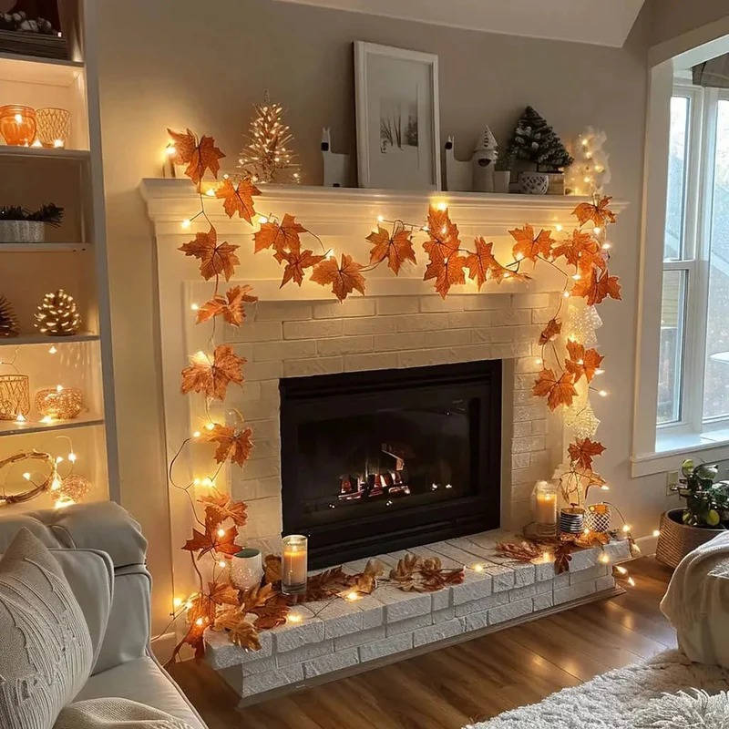 Lighted Ornament Garland with Warm Glow and Reflective Ornaments, Flexible Wire Design - Image 5