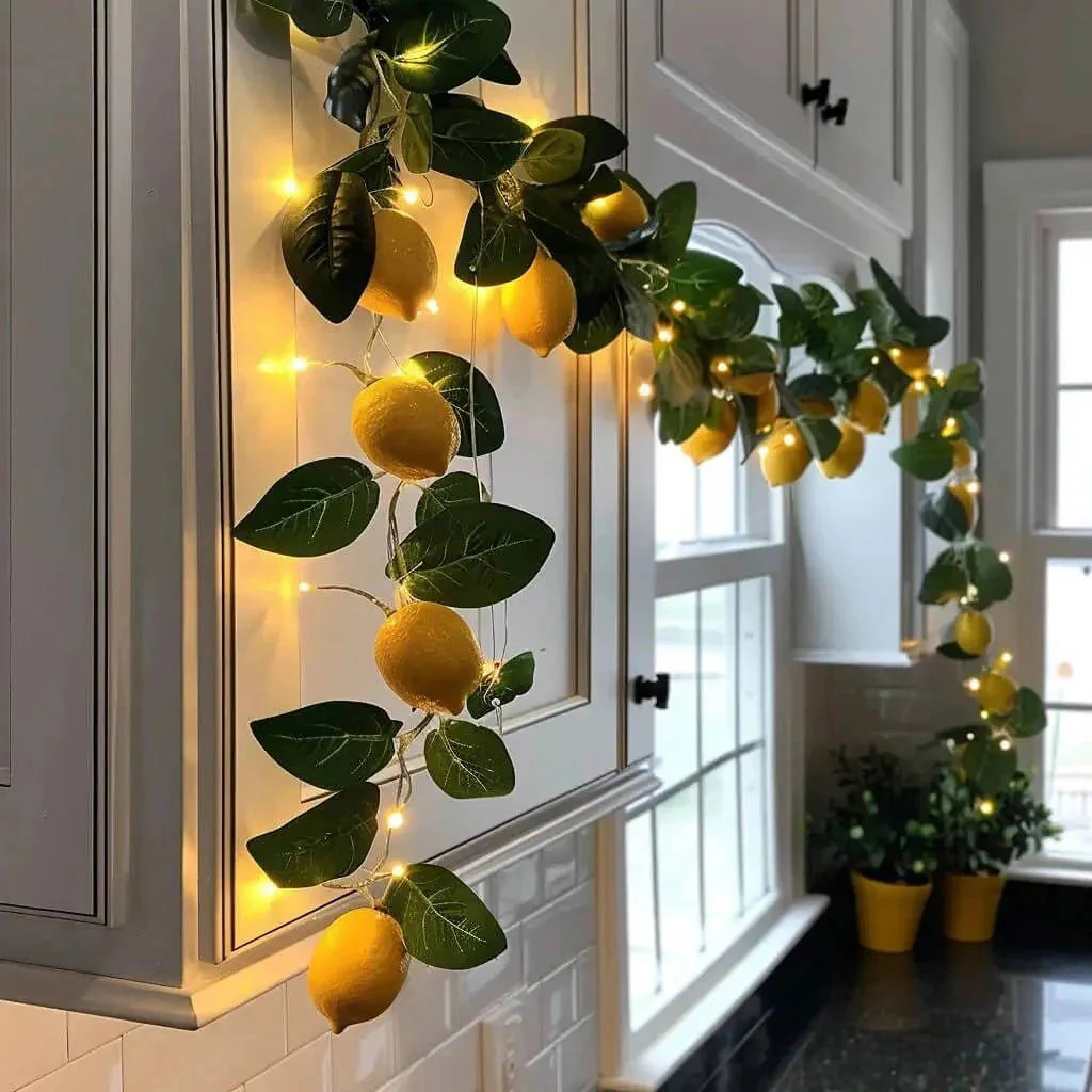 Lighted Ornament Garland with Warm Glow and Reflective Ornaments, Flexible Wire Design - Image 7