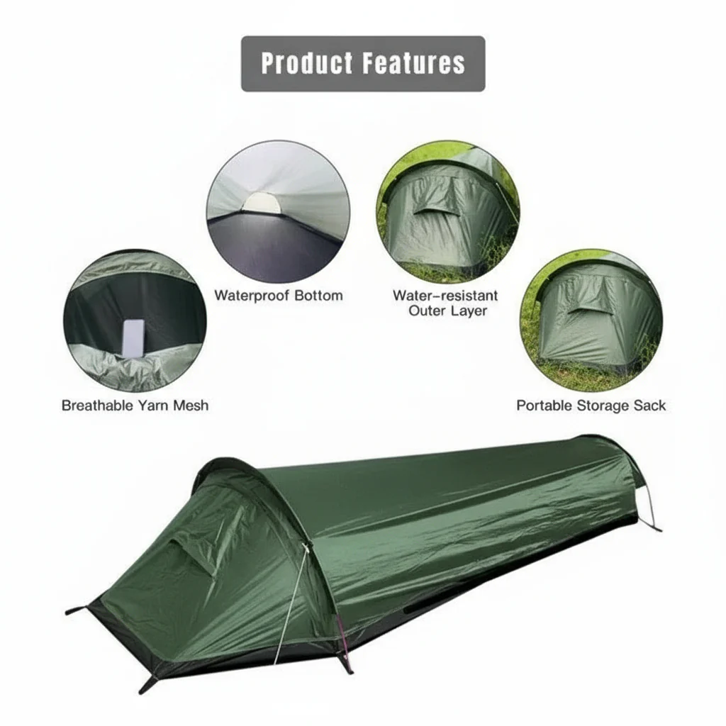 Portable Single Person Camping Tent With Mesh Vent Panels - Image 3