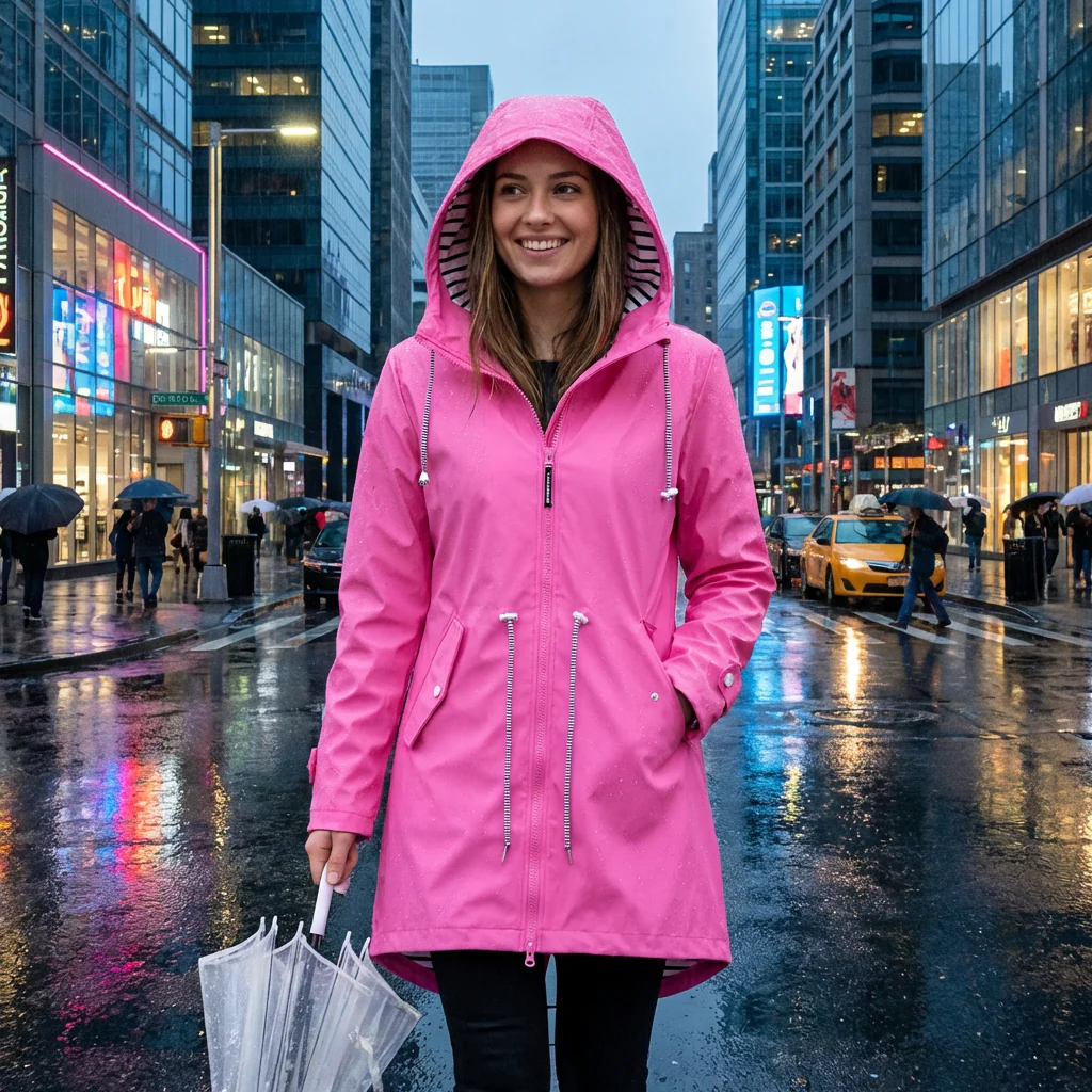 Stylish Long Rain Jacket for Women – Windproof & Waterproof Design - Image 2