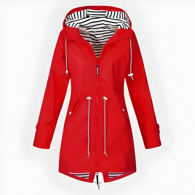 Stylish Long Rain Jacket for Women – Windproof & Waterproof Design - Image 3