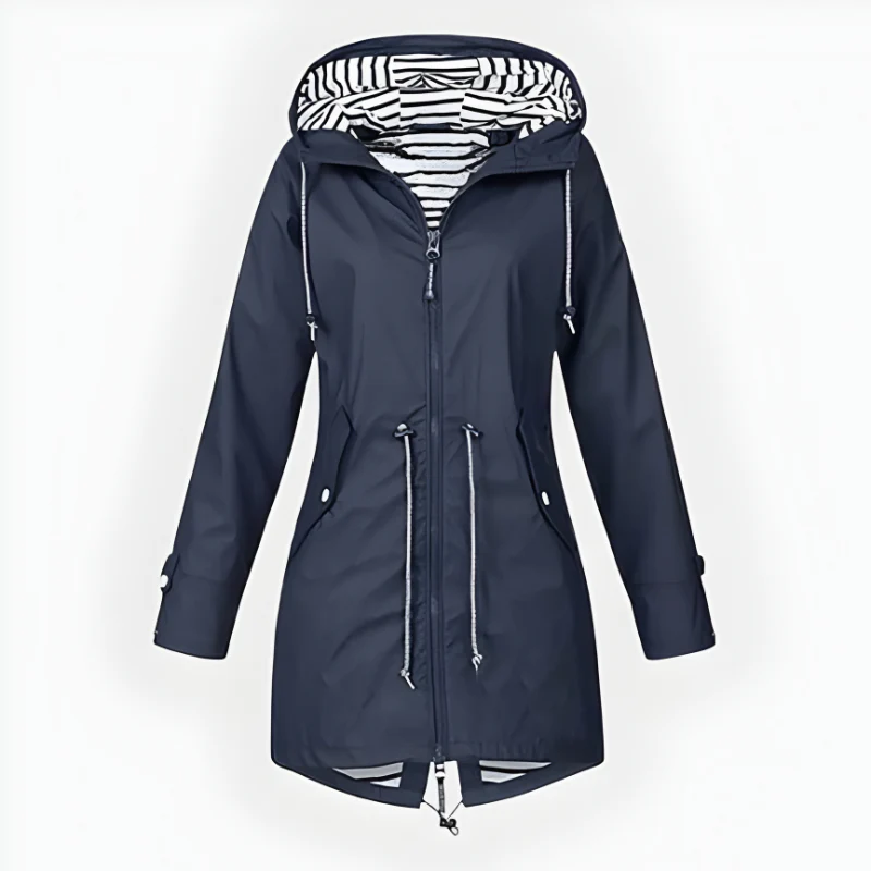 Stylish Long Rain Jacket for Women – Windproof & Waterproof Design - Image 5