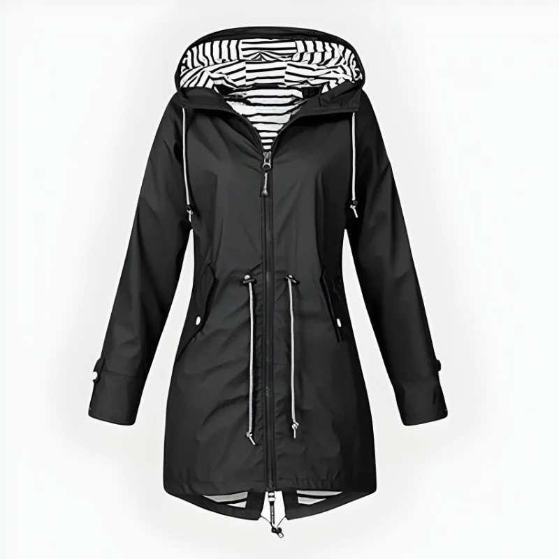 Stylish Long Rain Jacket for Women – Windproof & Waterproof Design - Image 7