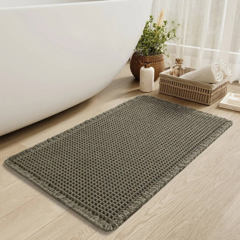 Machine Washable Bath Mat with Tassels and Non-Slip Backing - Image 5