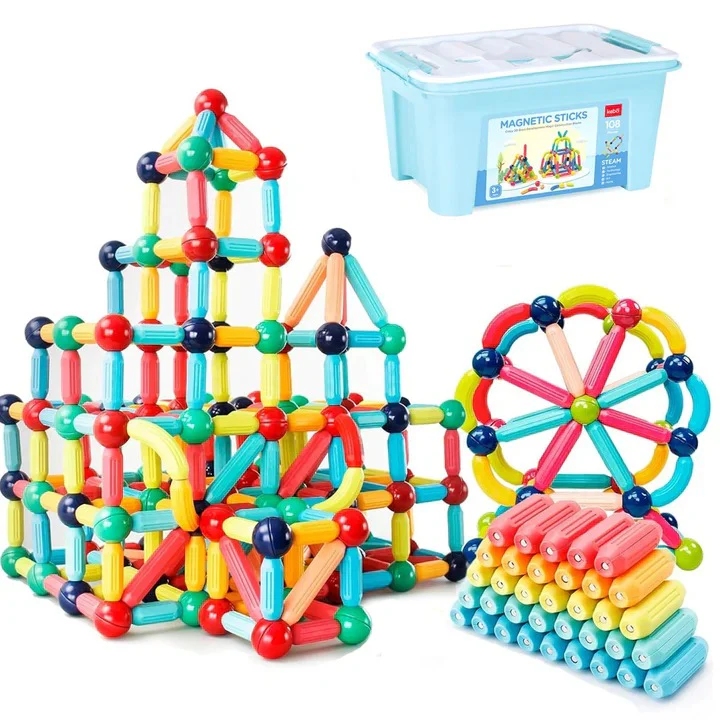 Magnetic Building Sticks and Balls Toy Set for Kids, 98 Pieces - Image 5