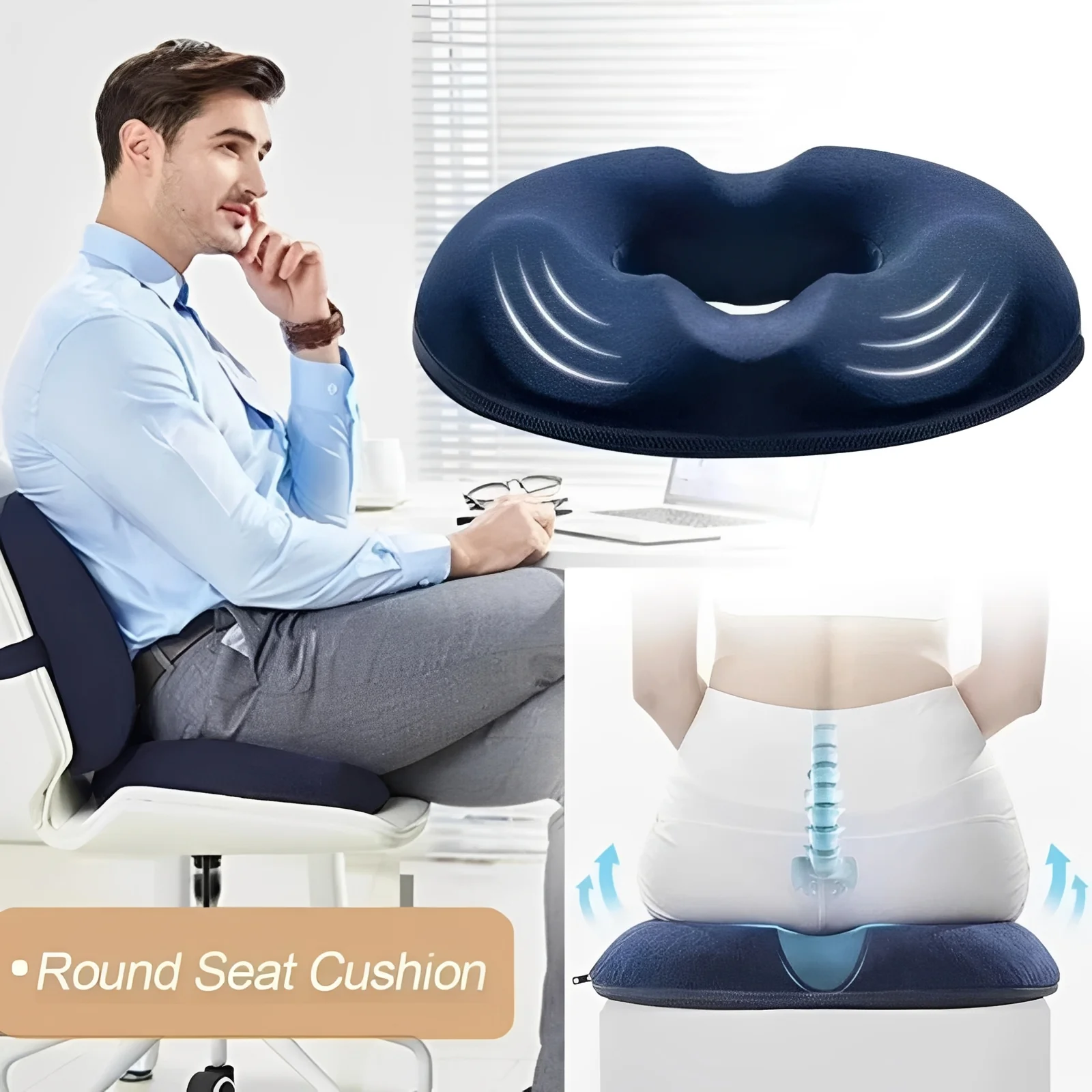Portable Memory Foam Donut Shape Seat Cushion - Image 10