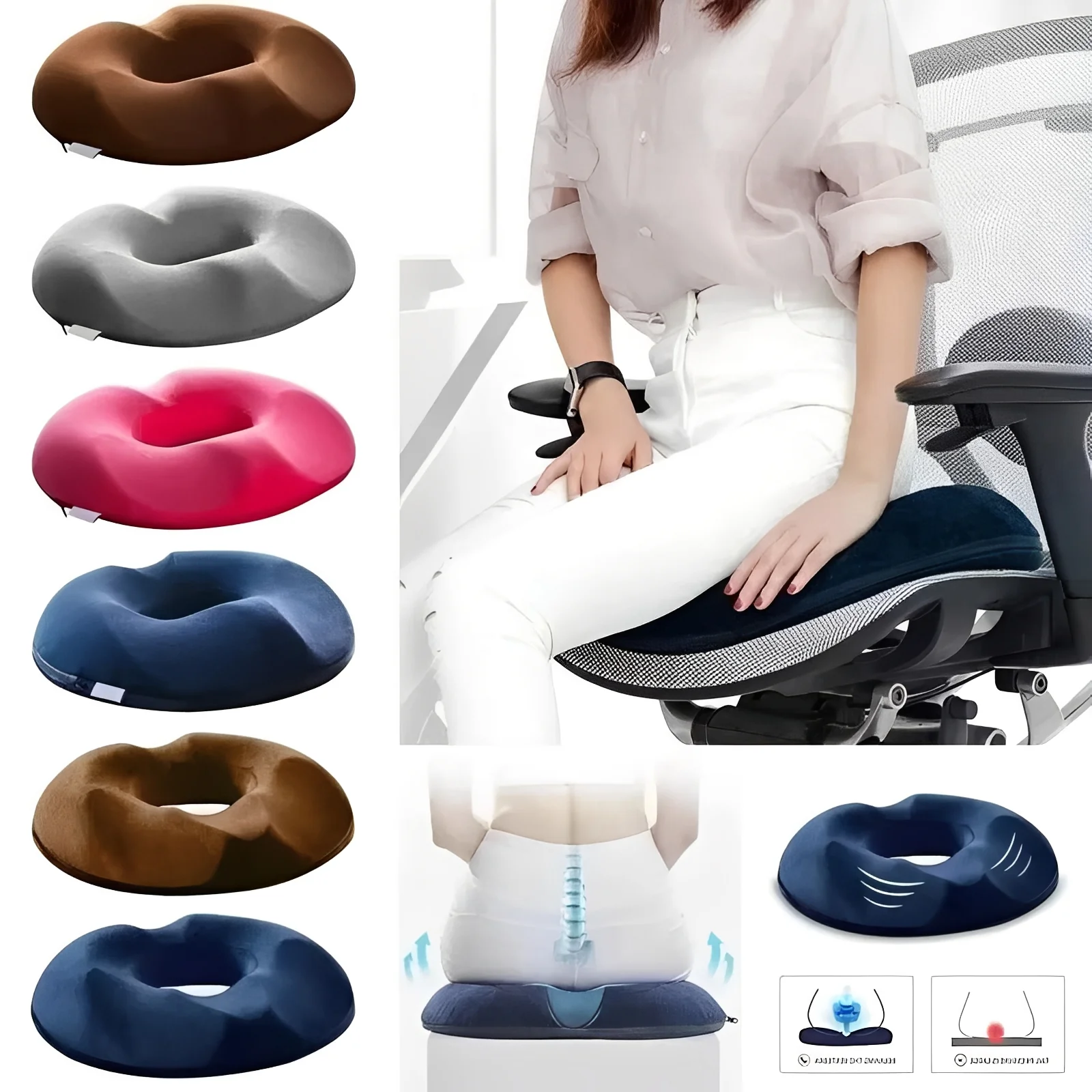 Portable Memory Foam Donut Shape Seat Cushion - Image 7