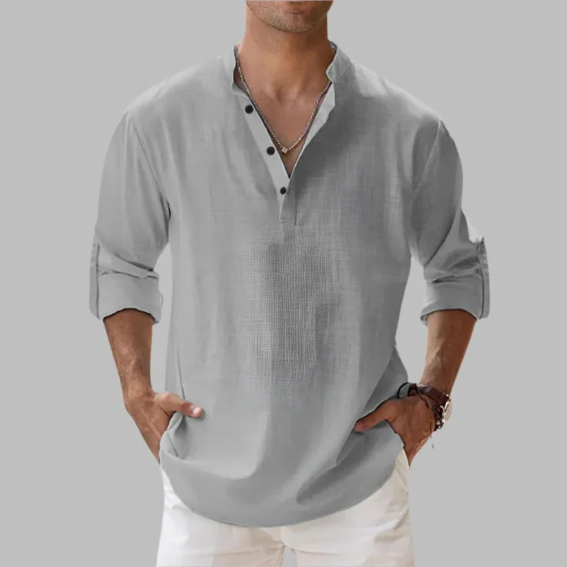 Men's Breathable Linen Button Down Short Sleeve Top for Summer and Warm Climate Wear - Image 3