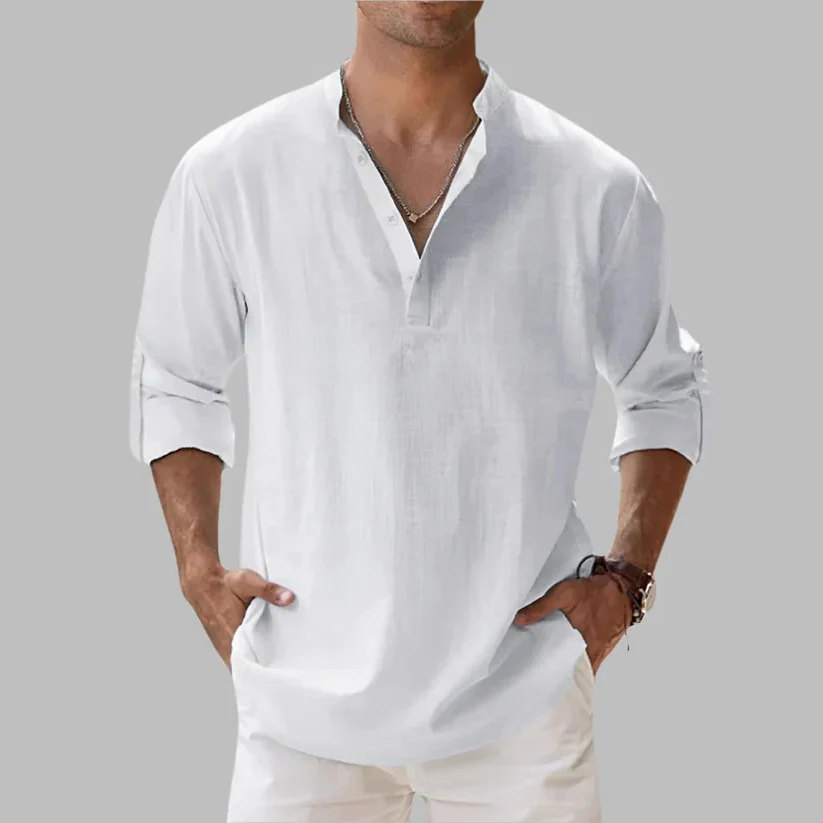 Men's Breathable Linen Button Down Short Sleeve Top for Summer and Warm Climate Wear - Image 4