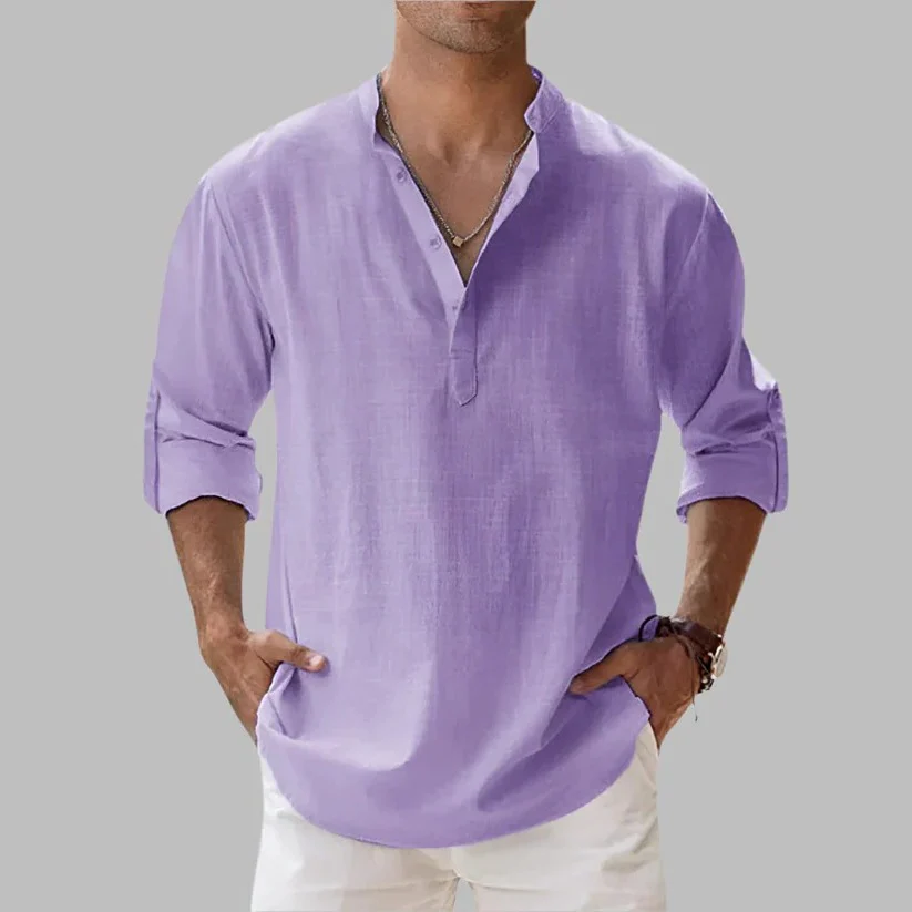 Men's Breathable Linen Button Down Short Sleeve Top for Summer and Warm Climate Wear - Image 6