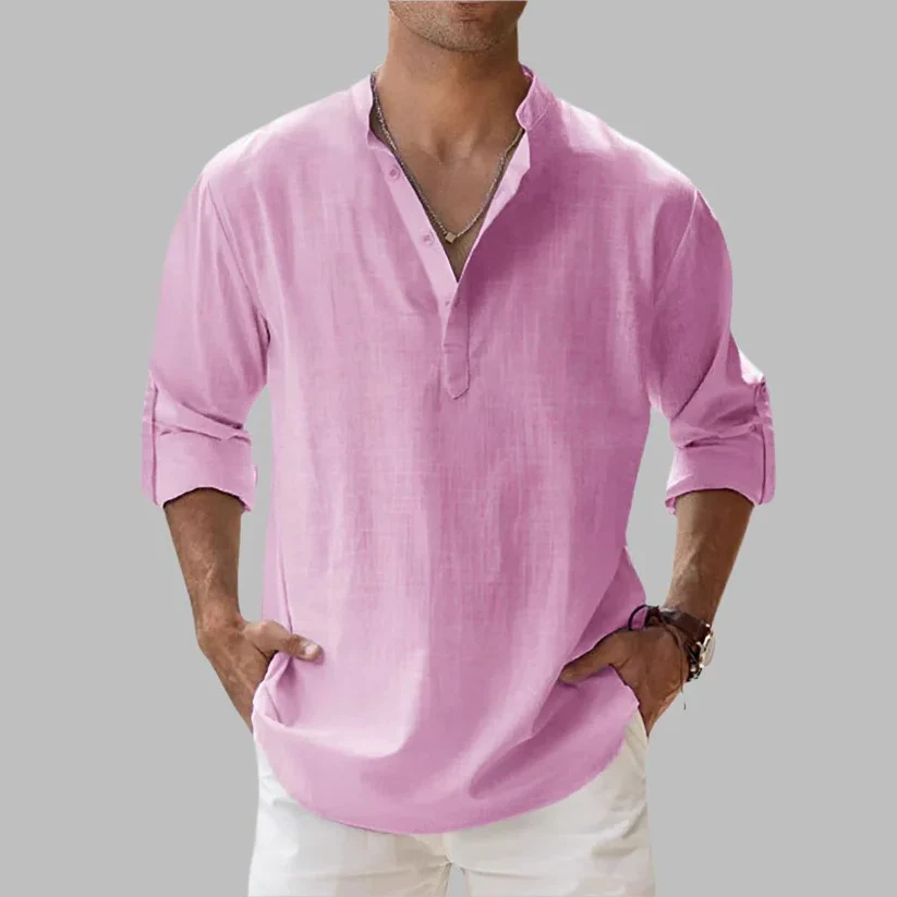 Men's Breathable Linen Button Down Short Sleeve Top for Summer and Warm Climate Wear - Image 7