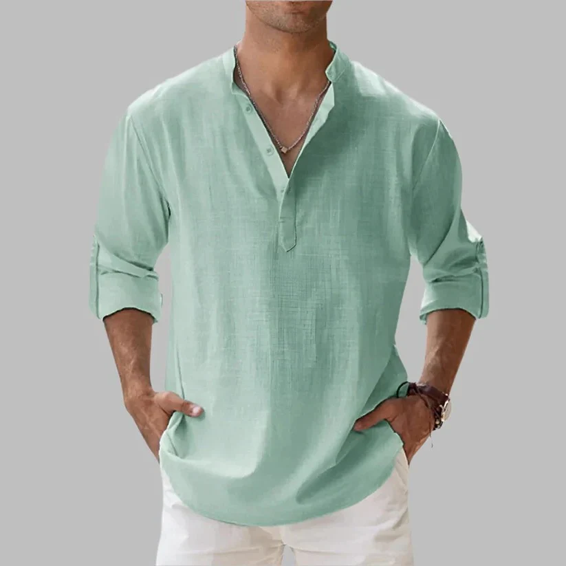 Men's Breathable Linen Button Down Short Sleeve Top for Summer and Warm Climate Wear - Image 8