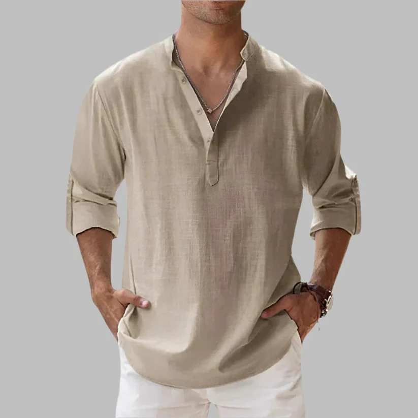 Men's Breathable Linen Button Down Short Sleeve Top for Summer and Warm Climate Wear - Image 9