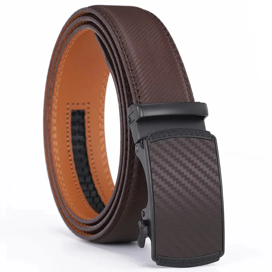 Men’s Genuine Leather Belt with Slide Automatic Buckle - Image 3