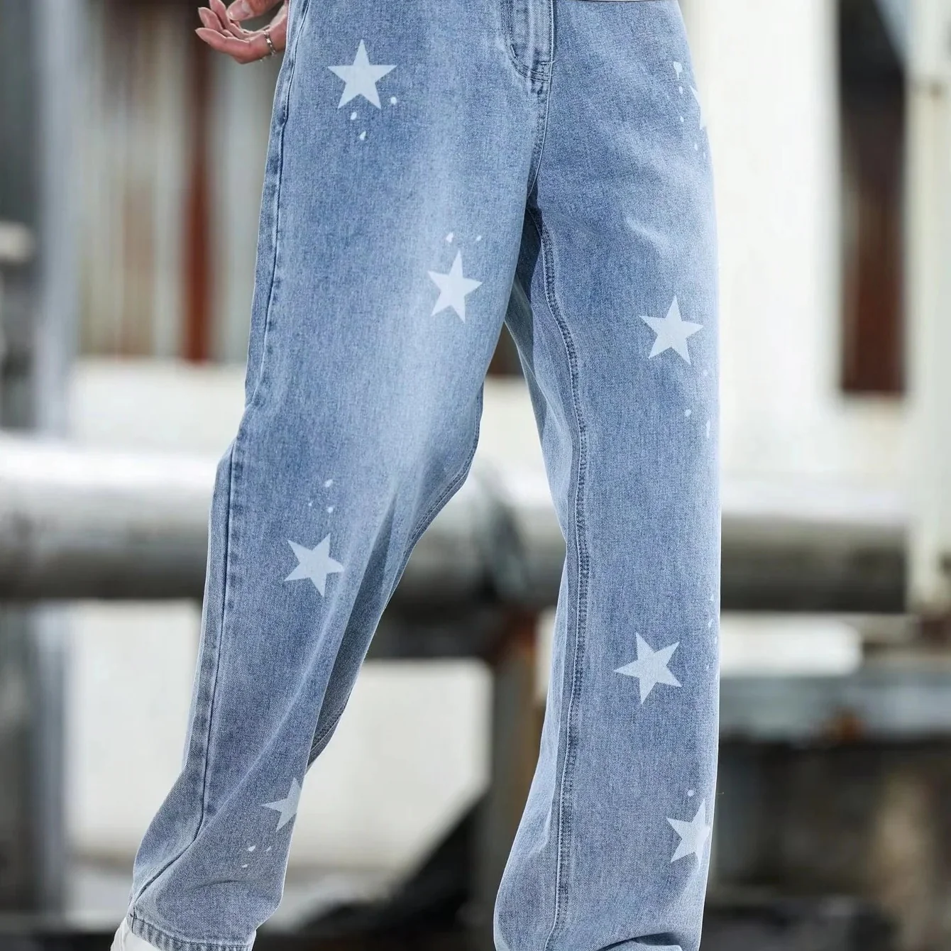 Men's Wide Leg Blue Denim Pants Loose Fit and Casual Fashion - Image 4