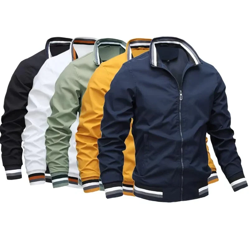 Men's Zip Front Bomber Jacket with Lightweight Design - Image 6