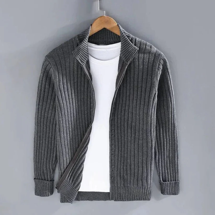 Men's Zip Up Knitted Cardigan Sweater - Image 2