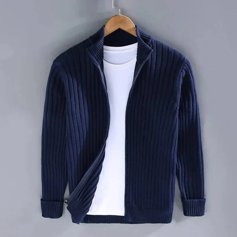 Men's Zip Up Knitted Cardigan Sweater - Image 3