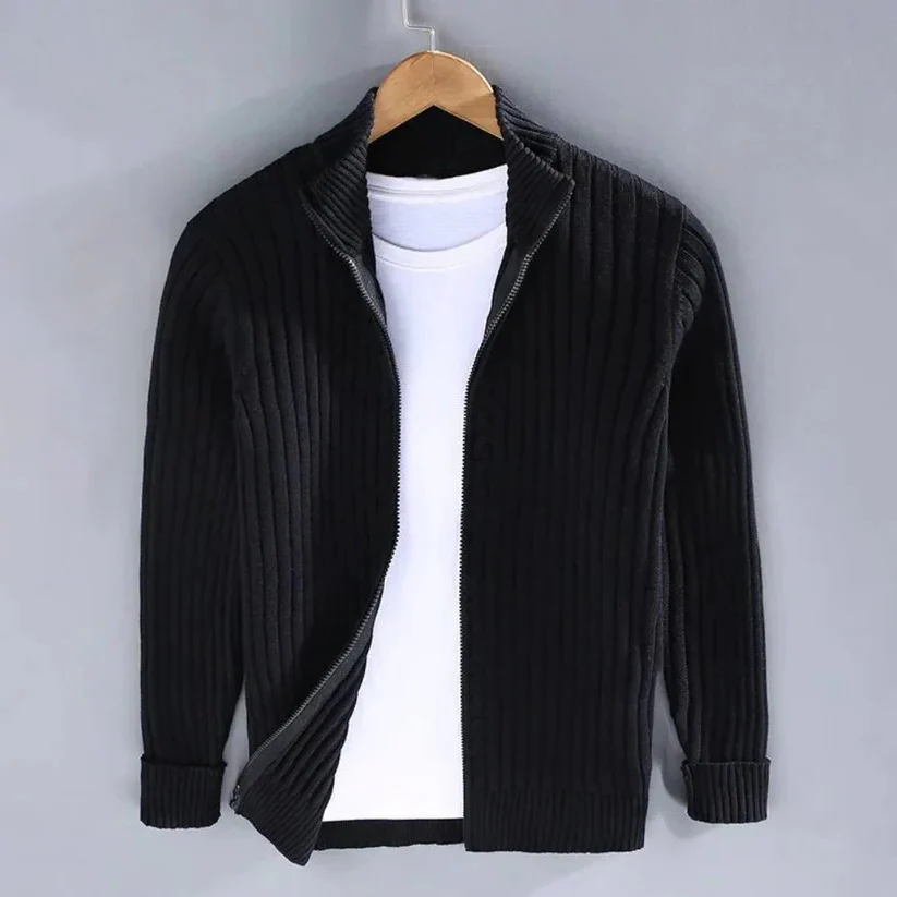 Men's Zip Up Knitted Cardigan Sweater - Image 4