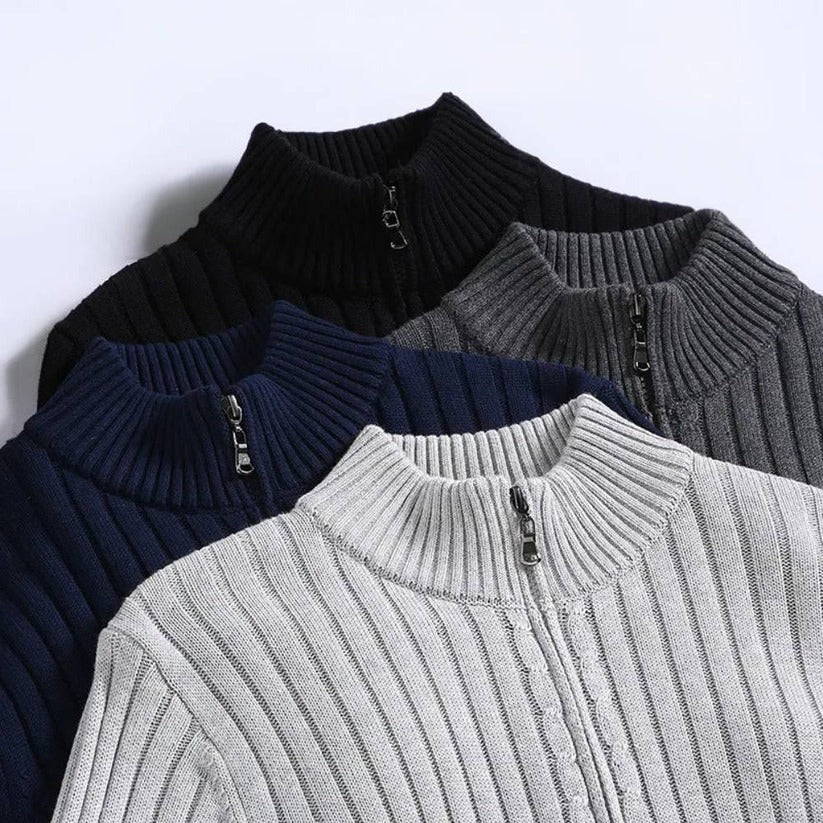 Men's Zip Up Knitted Cardigan Sweater - Image 6