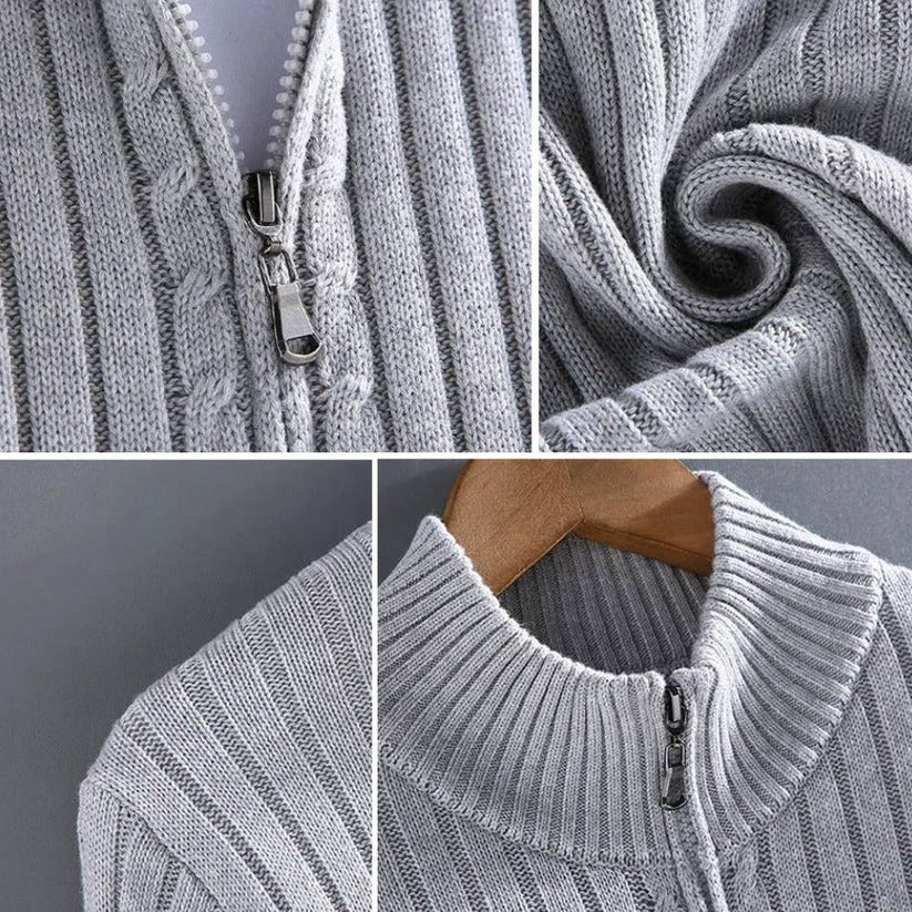 Men's Zip Up Knitted Cardigan Sweater - Image 7