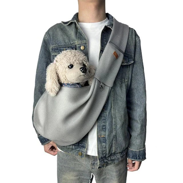 Mesh Crossbody Dog Carrier Sling with Padded Strap - Image 4