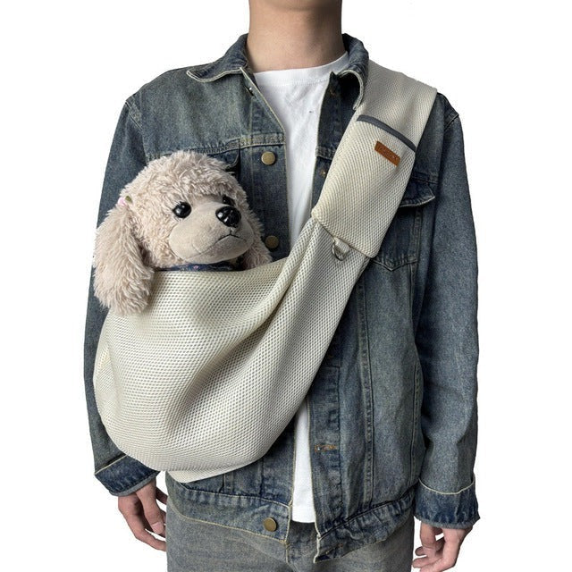 Mesh Crossbody Dog Carrier Sling with Padded Strap - Image 5