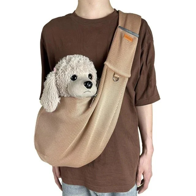 Mesh Crossbody Dog Carrier Sling with Padded Strap - Image 6