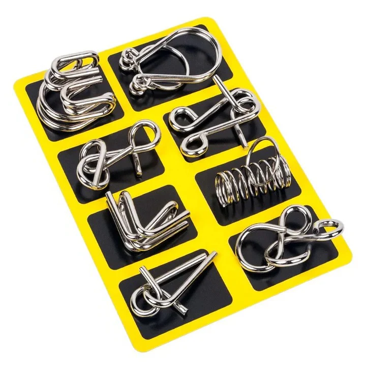 Metal Puzzle Ring Set 8 Piece Brain Teaser Game - Image 2