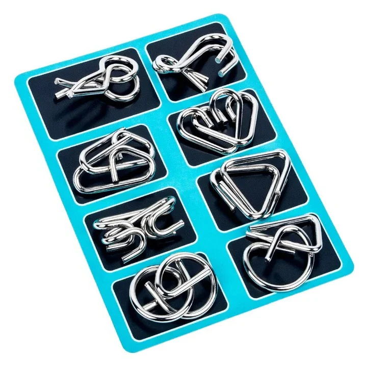 Metal Puzzle Ring Set 8 Piece Brain Teaser Game - Image 3