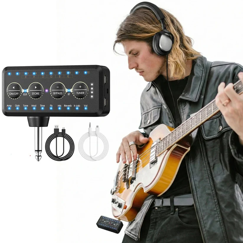 Mini Headphone Guitar Amplifier with 10 Preamps and USB Recording - Image 2