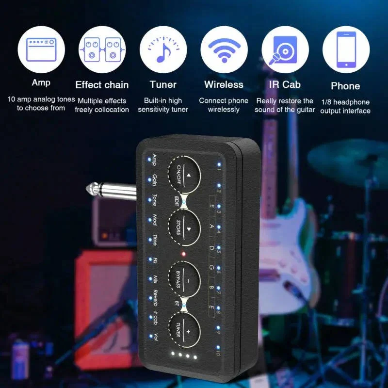 Mini Headphone Guitar Amplifier with 10 Preamps and USB Recording - Image 4
