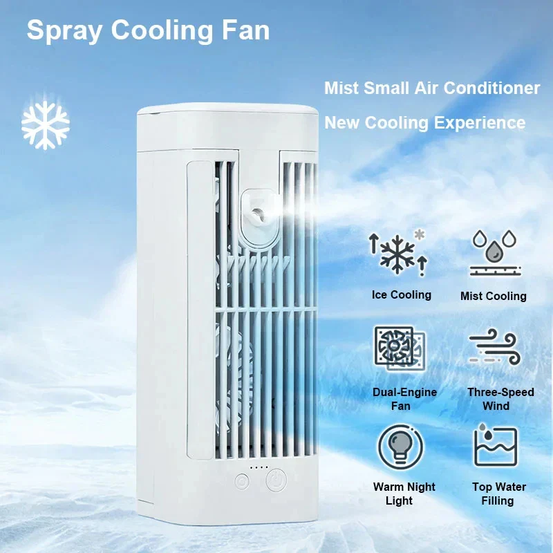 Mini Portable Air Conditioner Desk Fan with Spray Cooling - Image 3