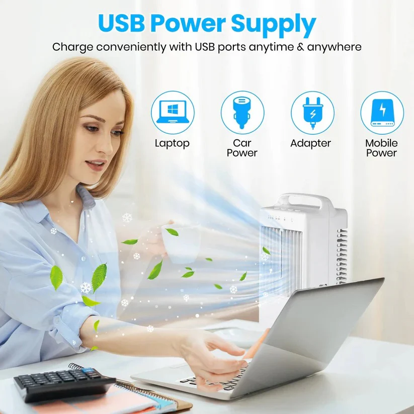 Mini USB Desktop Air Cooling Fan with Ambient Light, 4 Speed Settings and Timer - Image 3