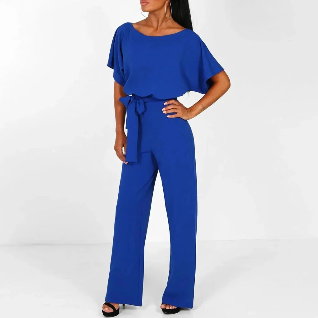 Women's Jumpsuit Outfit, Solid Color Jumpsuit - Image 3