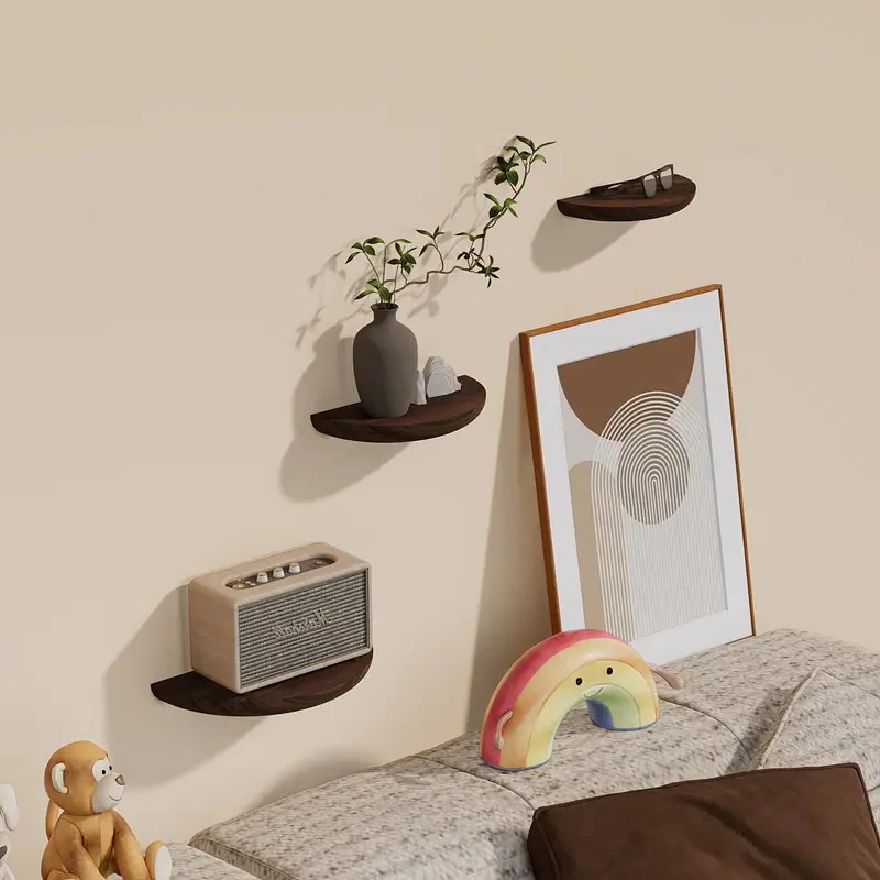 Half-Round Wooden Floating Wall Shelf - Image 5