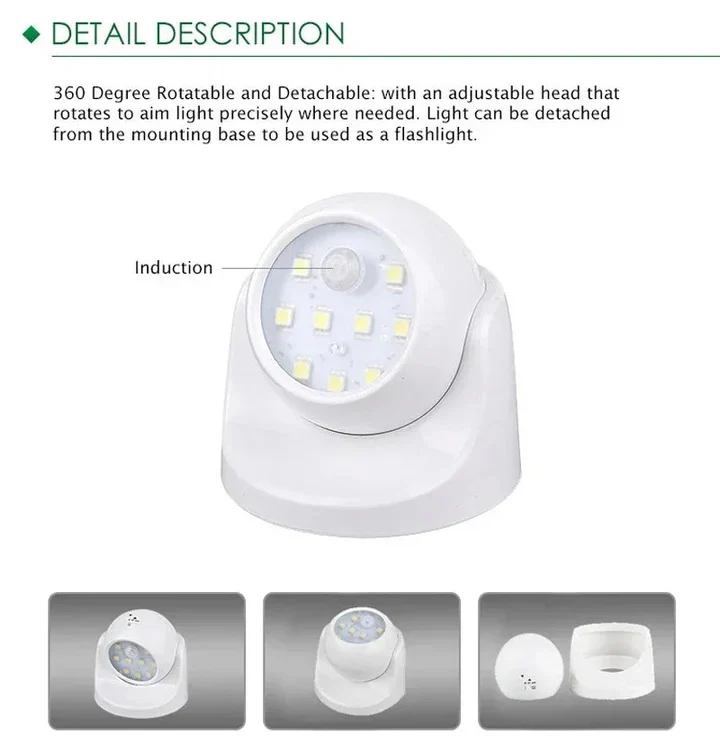 Motion Sensor LED Spotlight with 360 Degree Rotating Head - Image 6