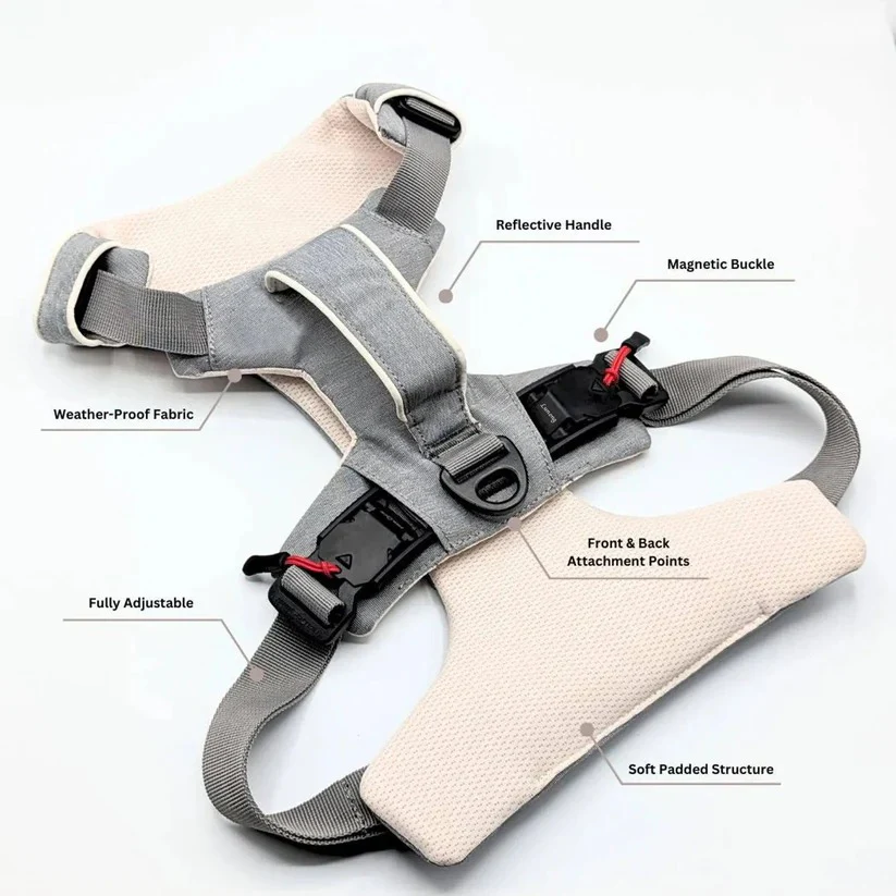 Adjustable Dog Harness with Magnetic Buckle and Front Back Clips - Image 4