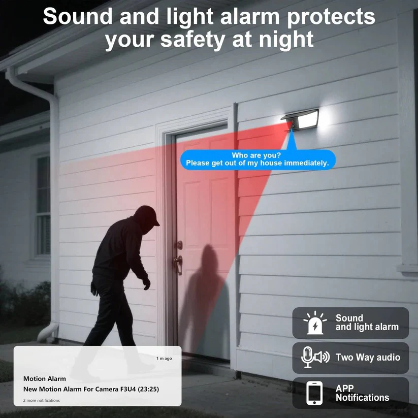 Wireless Solar Security Camera with Floodlight and PIR Motion Detection - Image 4