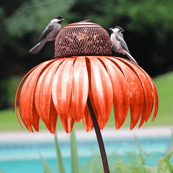 Outdoor Coneflower Bird Feeder with Durable Metal Seed Dish - Image 3