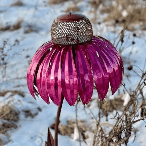 Outdoor Coneflower Bird Feeder with Durable Metal Seed Dish - Image 4