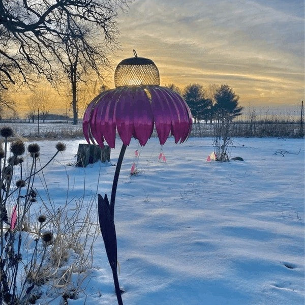 Outdoor Coneflower Bird Feeder with Durable Metal Seed Dish - Image 5
