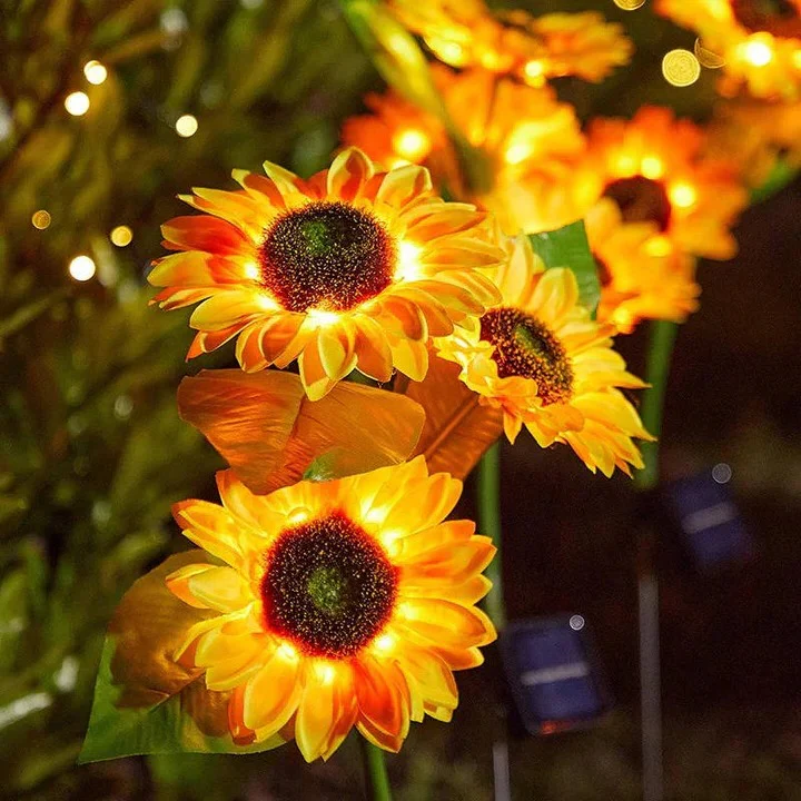 Sunflower Style Solar LED Light with Fabric Petals and Iron Frame - Image 4