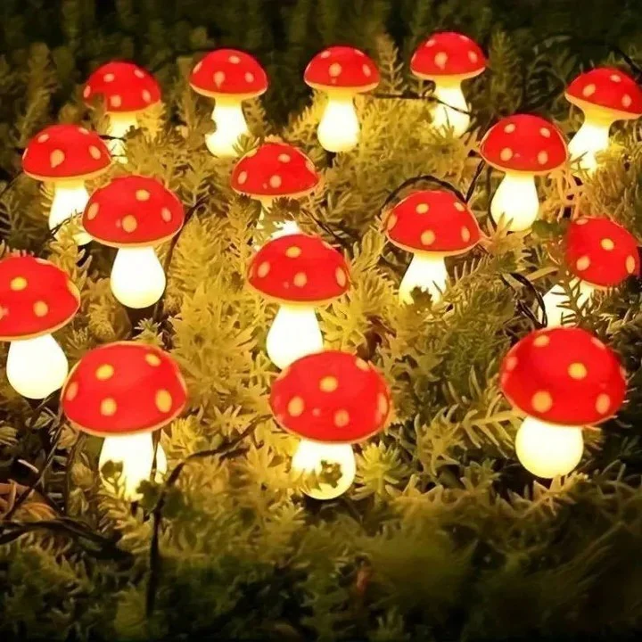 Solar Powered LED Mushroom Garden Lights with Ground Stakes - Image 3