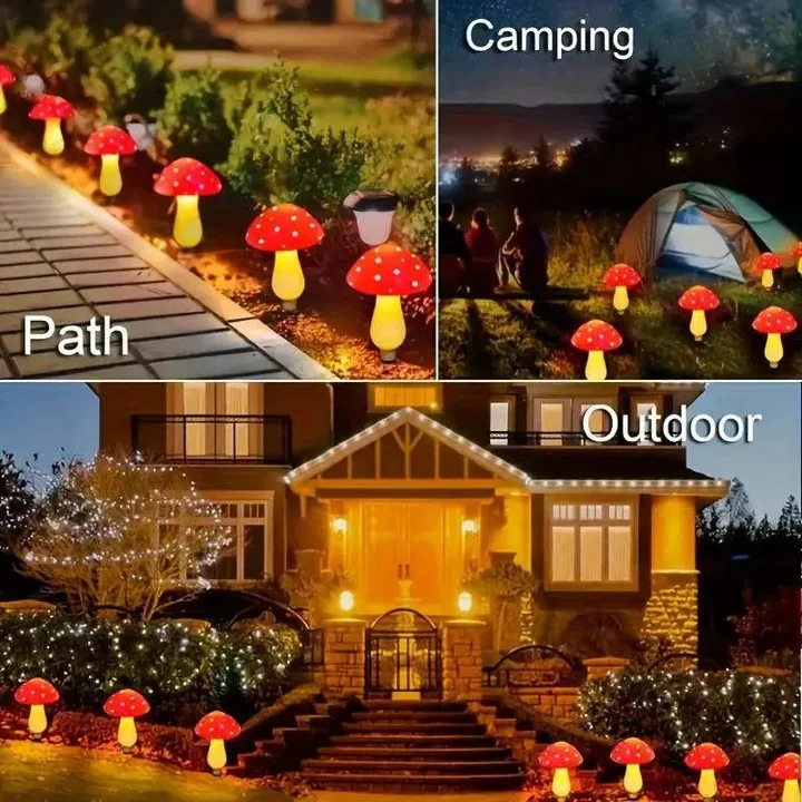 Solar Powered LED Mushroom Garden Lights with Ground Stakes - Image 8